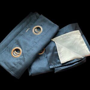 Navy Blue Black Out Curtains w/ Grommets